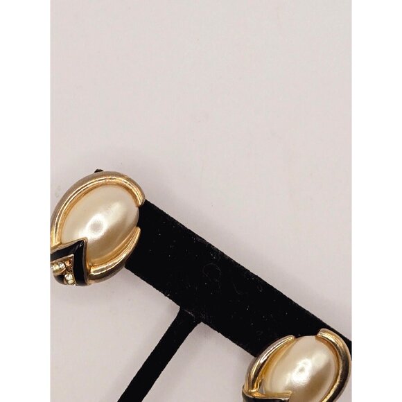 VTG Pierre Balmain signed Balmain Paris GP Stud earrings faux pearl rhinestone - Picture 6 of 6